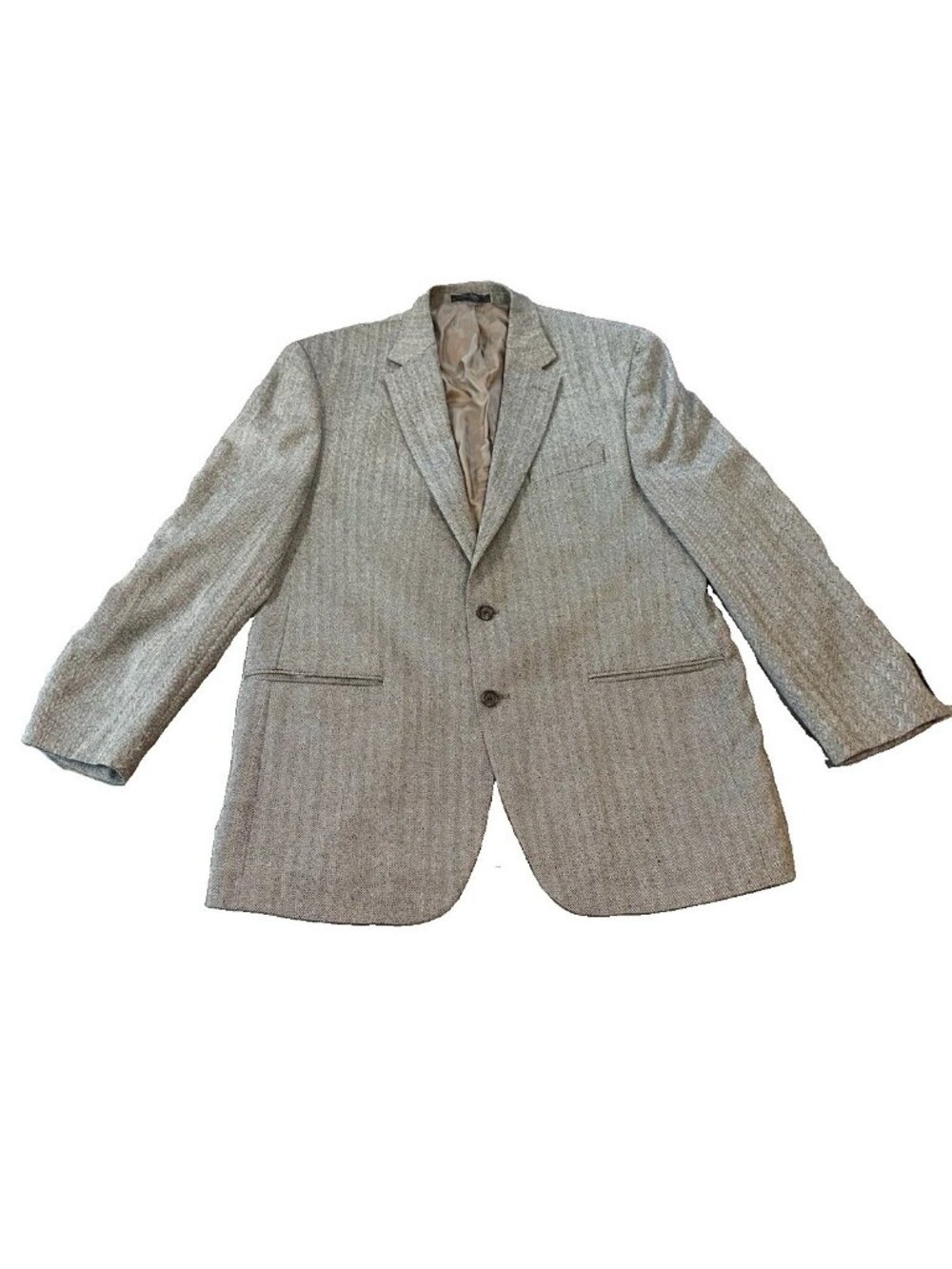 Lauren Ralph Lauren Mens 100% Wool Blazer 46L Gray Herringbone Sport Coat Preppy